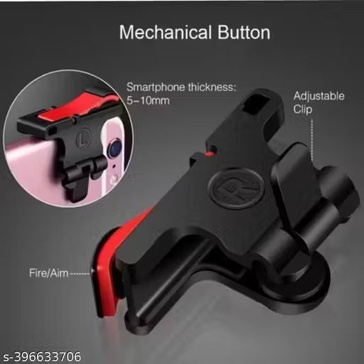 Mobile Gaming Triggers + Finger Sleeves | For BGMI/Free Fire Max/COD Mobile/Apex Legends Mobile - (Black-Red)