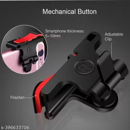 Mobile Gaming Triggers + Finger Sleeves | For BGMI/Free Fire Max/COD Mobile/Apex Legends Mobile - (Black-Red)