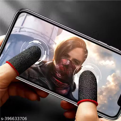 Mobile Gaming Triggers + Finger Sleeves | For BGMI/Free Fire Max/COD Mobile/Apex Legends Mobile - (Black-Red)